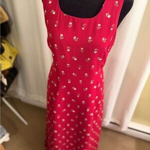 90s Red Floral Sleeveless Dress